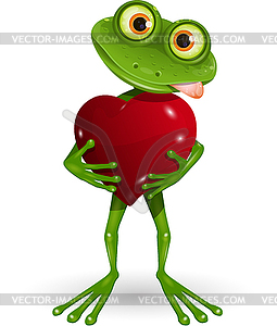 Frog with heart - vector image