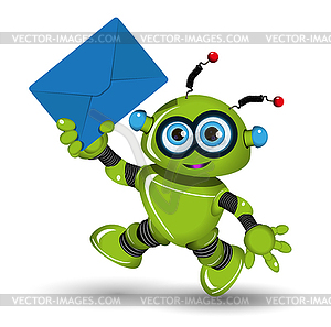 Robot with Envelope - vector clip art