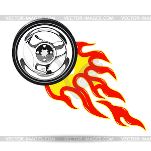 Wheel on Fire - vector clip art