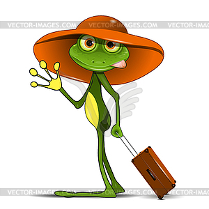 Frog with suitcase - vector clipart / vector image