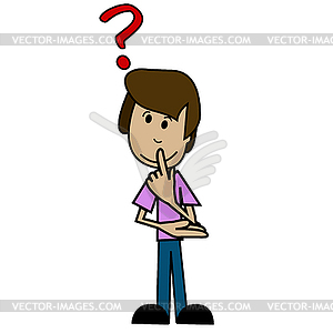 Cartoon man and question mark - vector clipart