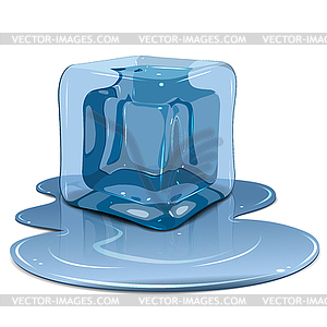 Melting ice cube - vector image