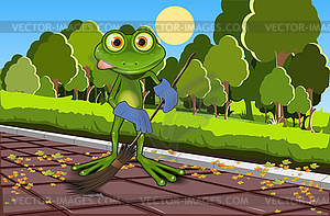 Frog sweeping track - vector clipart