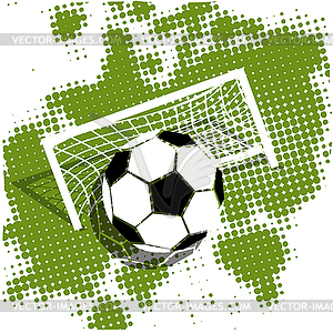 Soccer ball on green background - vector clip art