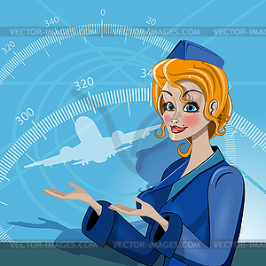 Stewardess in uniform - vector image