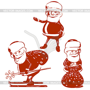 Three Santa Claus - vector clipart