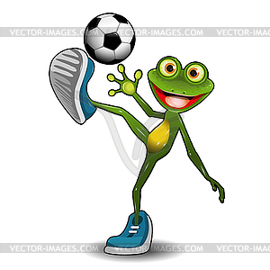 Frog with Soccer Ball - vector clipart