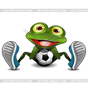 Frog Sitting with Soccer Ball - vector clipart