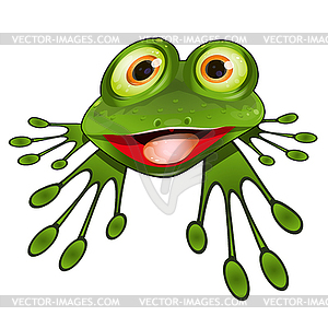 Cheerful Green Frog - vector clip art