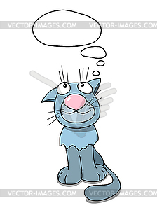 Stock Cartoon Pensive Cat - vector clipart