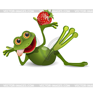 Stock Frog with Strawberry - vector image