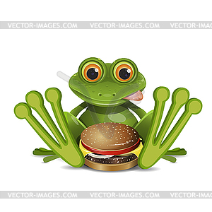 Фондовая лягушка с чизбургером - изображение в векторном формате