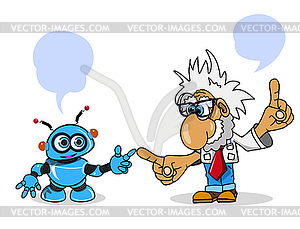 Stock Scientist and Robot - vector image