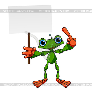 Stock Frog Robot with Poster - vector image
