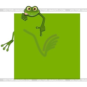 Зеленая лягушка на зеленом фоне - векторизованный клипарт