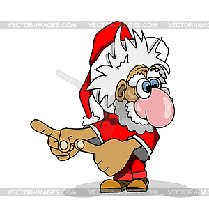 Cartoon Santa Claus Pointing to Side - vector image