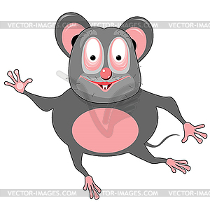 Cheerful Cartoon Gray Mouse - vector image