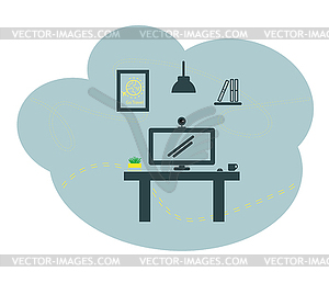 Space for ideas and work. Workplace freelancer. fla - royalty-free vector image