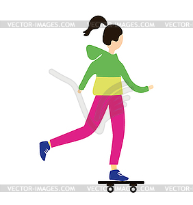 Hipster girl, dressed in fashionable sports clothes - vector clip art