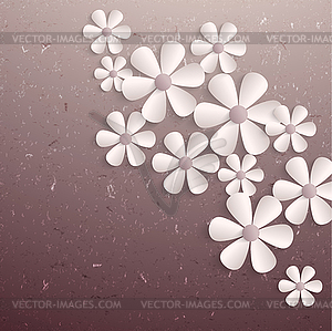 3d paper sakura flowers - vector image