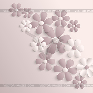 3d paper sakura flowers - vector clipart