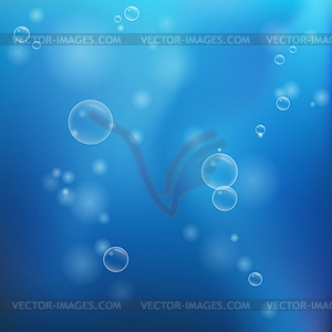 Blue water with bubbles - vector image