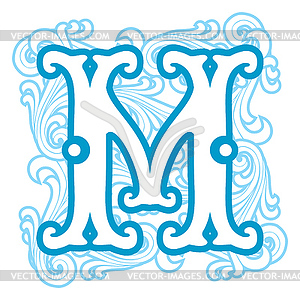 Winter vintage letter M - vector clipart