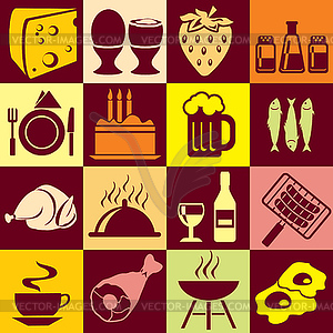 Food background icons - vector image