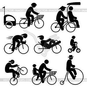People cyclist icons - vector image