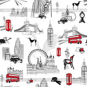 Seamless pattern with English miniatures  - vector clipart