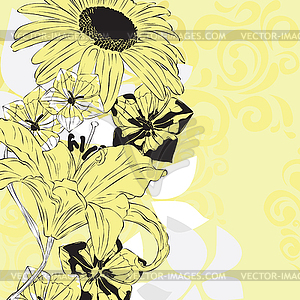 Yellow floral background  - vector image