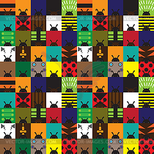 Texture with squares in the form of beetles  - vector clipart