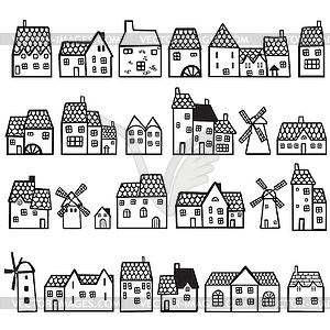 Set painted houses  - vector image