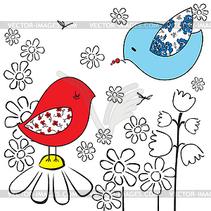 Illustration of two birds  - vector image