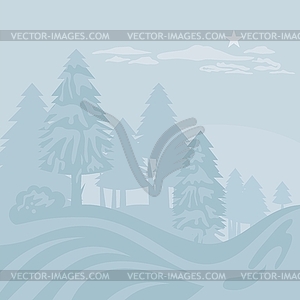 Winter Foggy Landscape - vector image