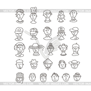 Smiling various faces - vector clip art