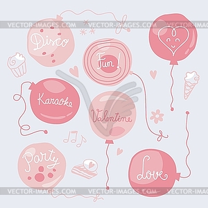 Valentine`s Day Balloons Set - vector clipart