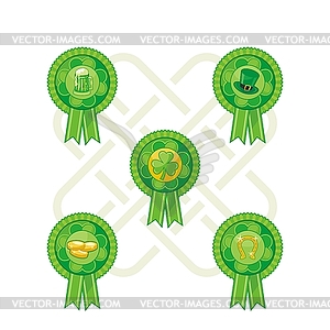 Saint Patrick Day Badges Set - stock vector clipart