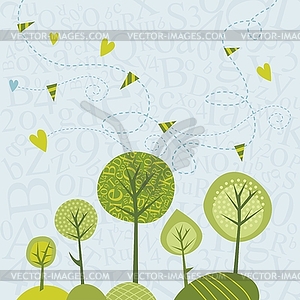 Spring Trees Background - vector clip art