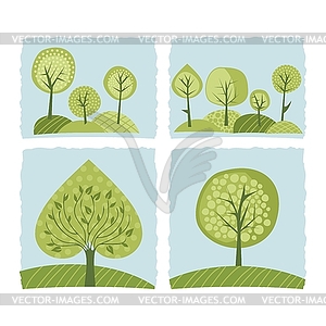 Spring Trees Set - vector clipart