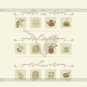 Beverages elements set - vector clip art