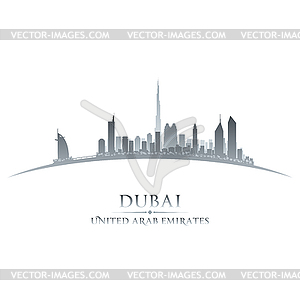 Dubai UAE city skyline silhouette white background - stock vector clipart