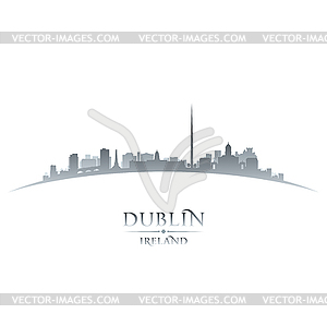 Dublin Ireland city skyline silhouette white - vector image