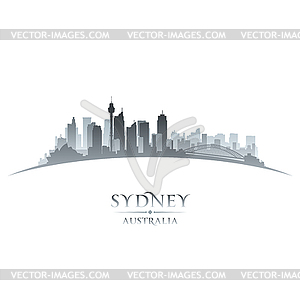 Sydney Australia city skyline silhouette white - stock vector clipart