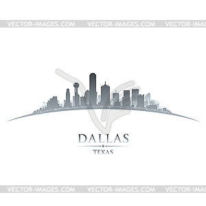 Dallas Texas city skyline silhouette white - vector clipart