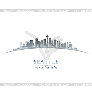 Seattle Washington city skyline silhouette white - vector clipart