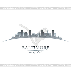 Baltimore Maryland city skyline silhouette white - vector image