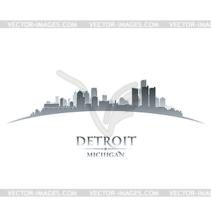 Detroit Michigan city skyline silhouette white - vector clipart