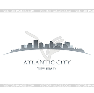 Atlantic city New Jersey skyline silhouette white - vector clipart