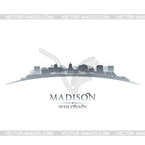 Мэдисон Висконсин силуэт города на белом фоне - изображение в векторном виде